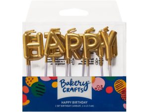 Happy Birthday Candles - Gold Text