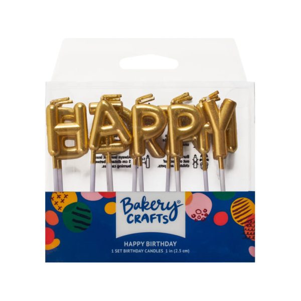 Happy Birthday Candles - Gold Text