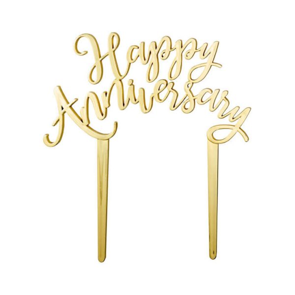Happy Anniversary Topper - Gold