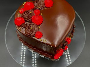 Chocolate Raspberry Shortcake Heart Cake
