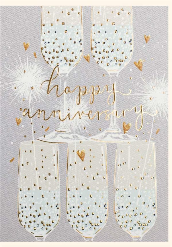 Anniversary Card - Champagne Glasses