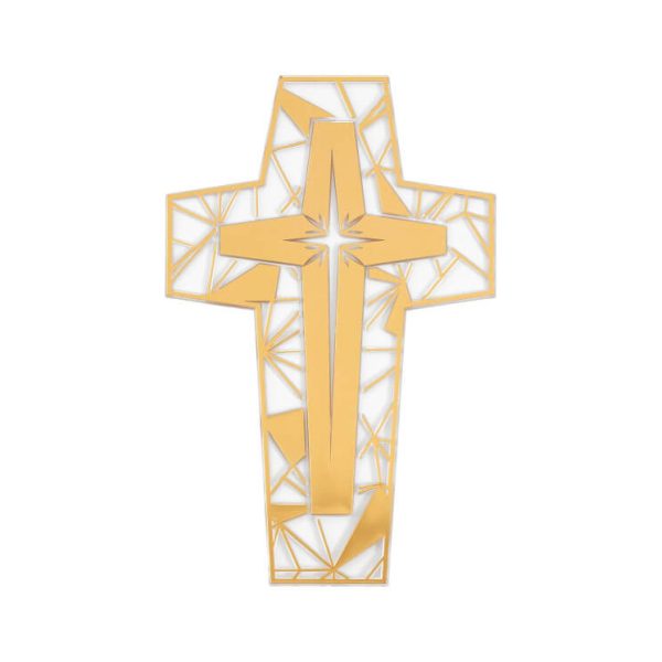 Cross Topper - Stained Glass Design - Gold