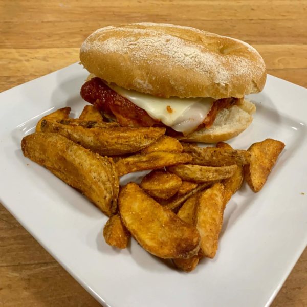 Veal Parmesan on a Bun with Wedges
